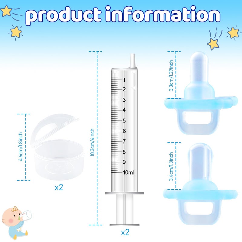 Aoaodbu Baby Medicine Dispenser, Baby Medicine Syringe, 0 months and up Baby Pacifiers, 100% Silicone Pacifiers, BPA-Free (Blue) - Image 2